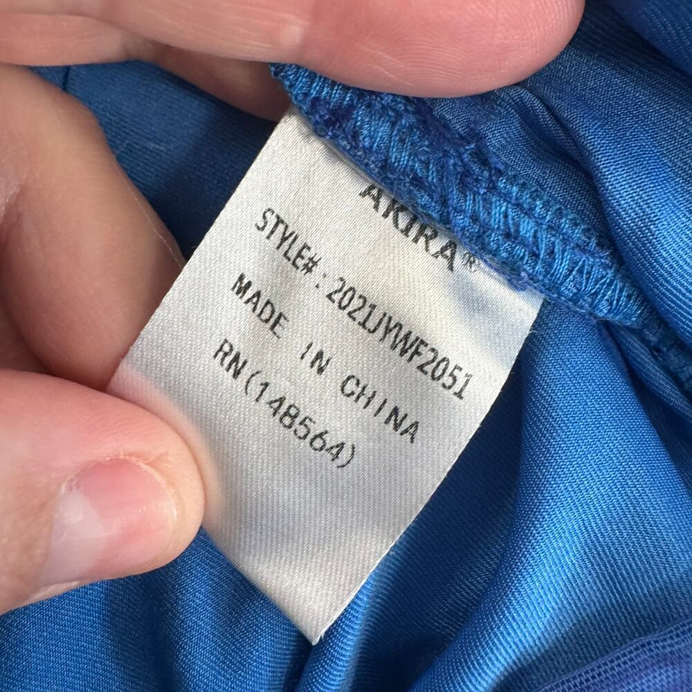 AKIRA Aqua Babe Blue Mesh Ruched Midi Dress Size Small - Picture 13 of 16